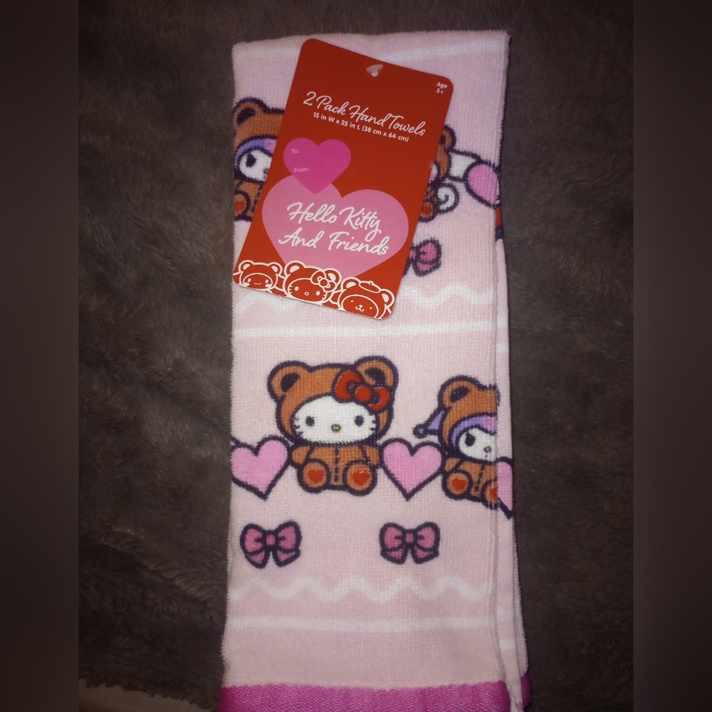 Hello Kitty & Friends Pink Bear Print Hand Towels